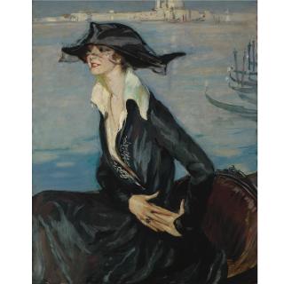 Jean-Gabriel Domergue - Femme En Noir À Venise