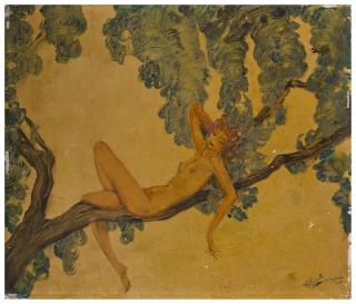 Jean-Gabriel Domergue - La Muse Des Bois (Fragment De Paravent)