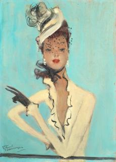 Jean-Gabriel Domergue - Portrait of a lady unframed