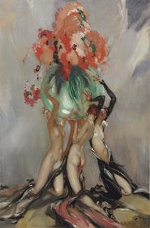 Jean-Gabriel Domergue - Trois Baigneuses À La Boule Fleurie