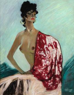 Jean-Gabriel Domergue - Young Lady With A Red Shawl