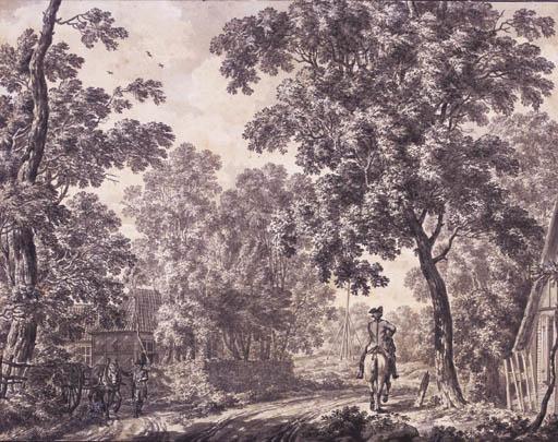 Jean Grandjean - A horseman in a wooded landscape