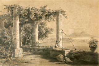 Jean Großgasteiger - Neapolitanische Gartenlaube mit Blick auf den Vesuv.