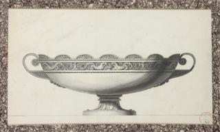 Jean-Guillaume Moitte - Design for a tazza decorated with a frieze of seahorses and putti