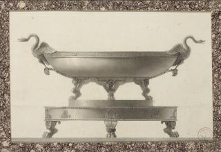Jean-Guillaume Moitte - Design for a tazza with swan handles on a platter with lion\'s paw feet