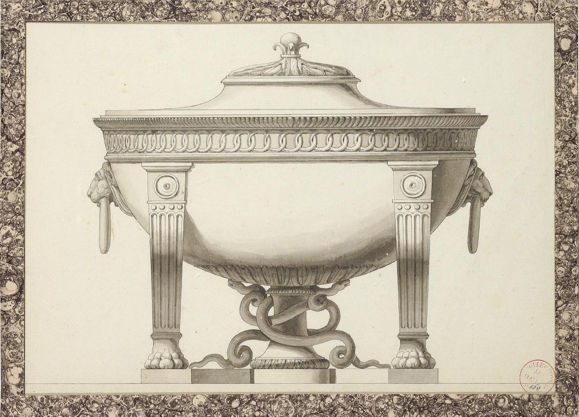 Jean-Guillaume Moitte - Design for a tureen with lion\'s head handles