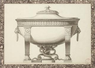 Jean-Guillaume Moitte - Design for a tureen with lion\'s head handles