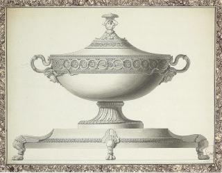 Jean-Guillaume Moitte - Design for a tureen with snake handles on a platter with lion\'s paw feet