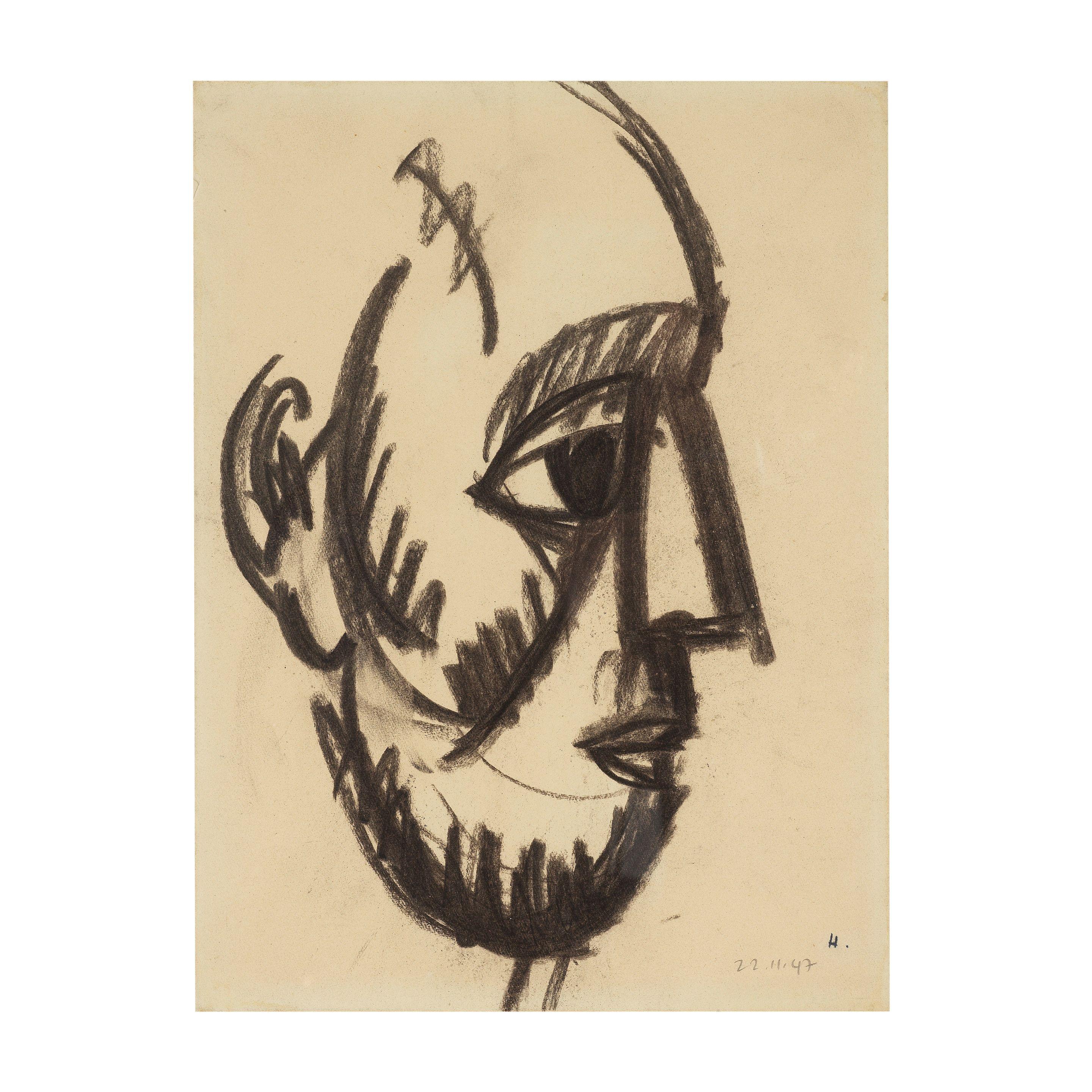 Jean Helion - Tête de profil, Jambe et Pied (recto-verso)