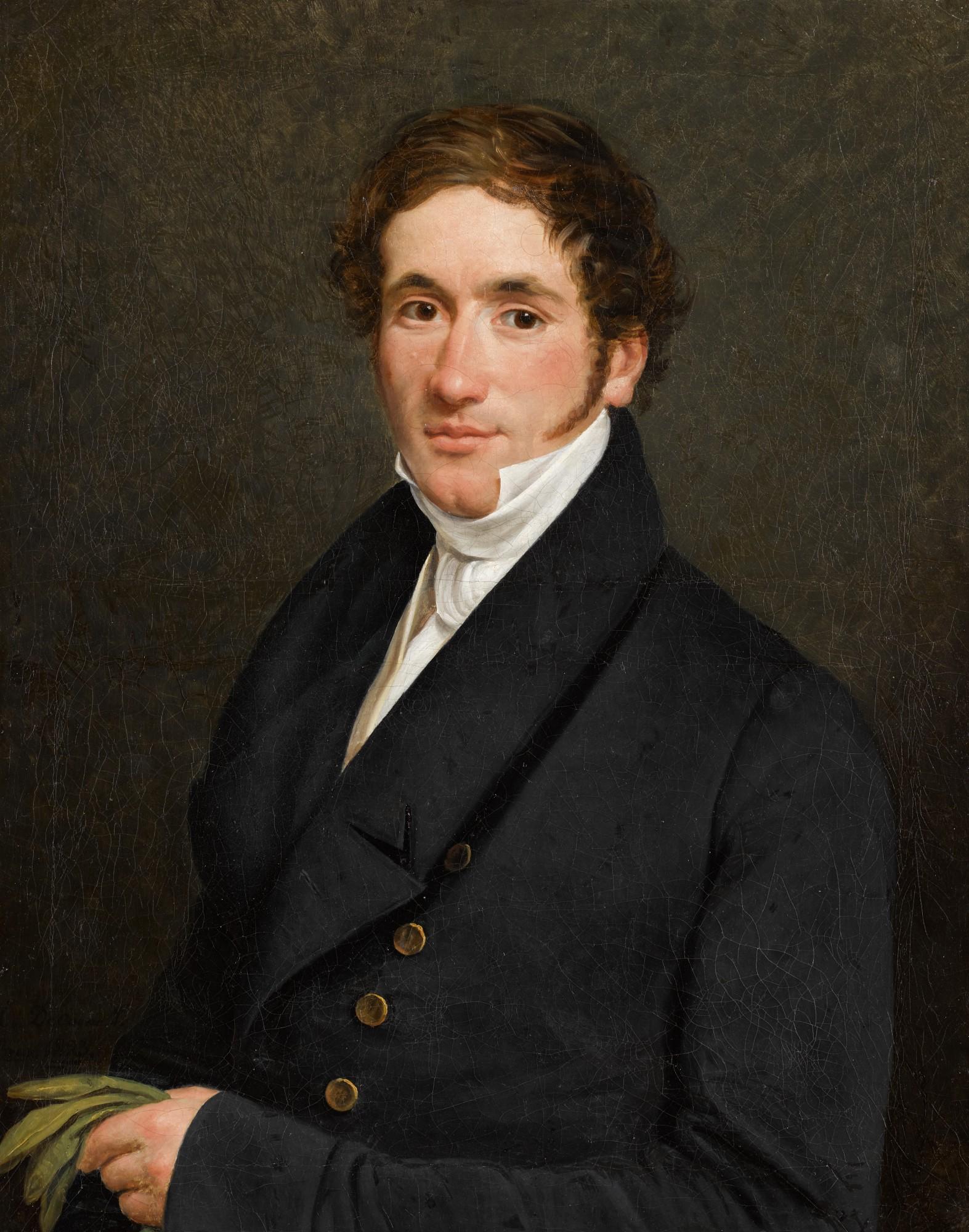 Jean Henri De Coene - Portrait Of A Gentleman, Half-Length, Holding His Gloves