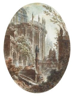 Jean-Henry-Alexander Pernet - A Pair Of Architectural Capricci