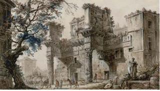 Jean-Henry-Alexandre Pernet - The Forum of Nerva, With Half-Corinthian Columns