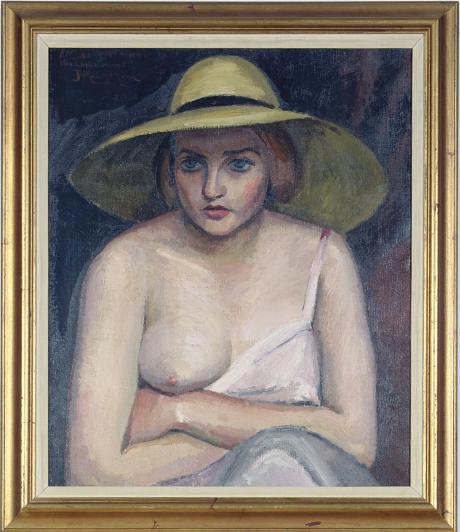 Jean Hippolyte Marchand - A seated woman with a yellow hat