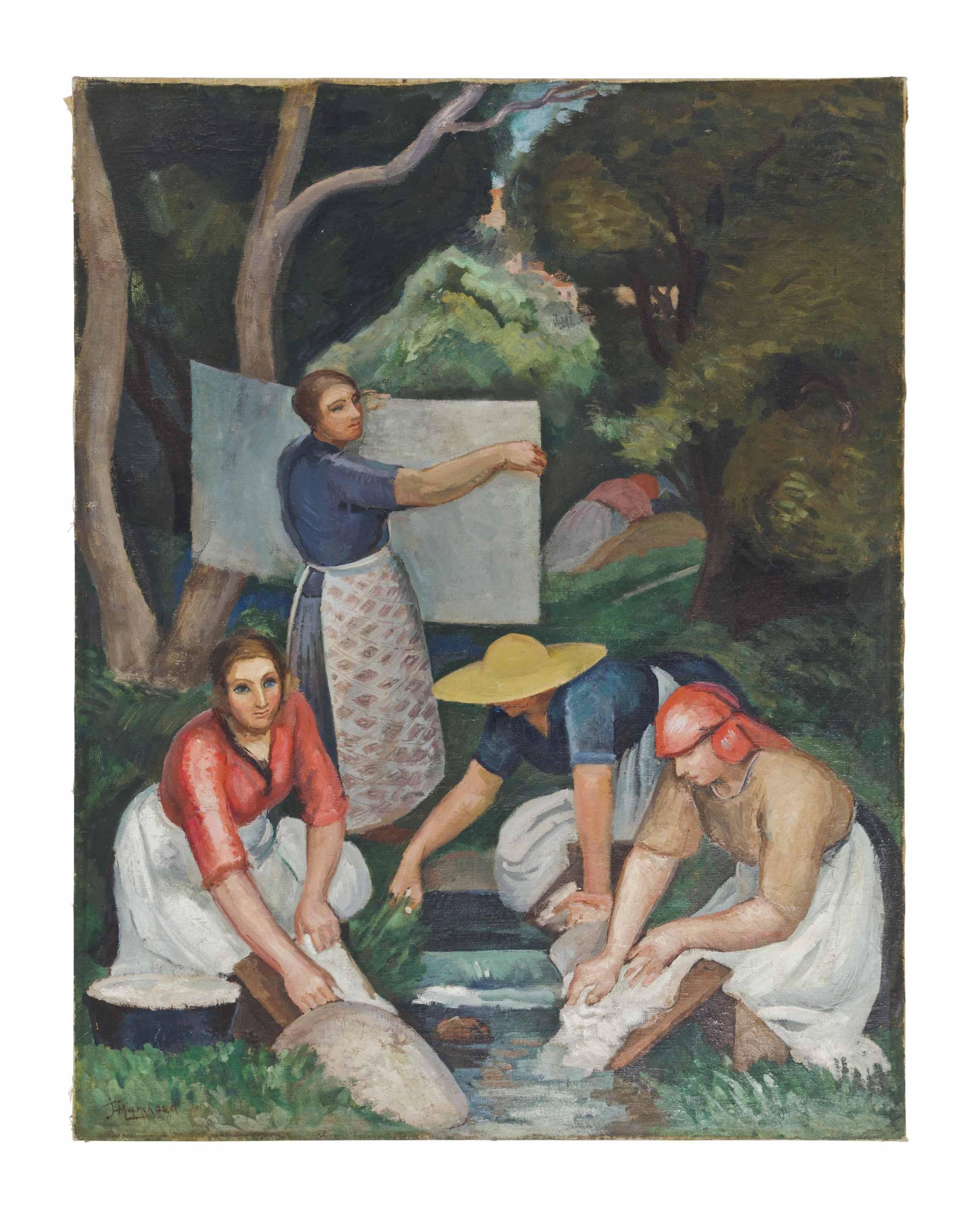 Jean Hippolyte Marchand - Les laveurs le long de la rivière