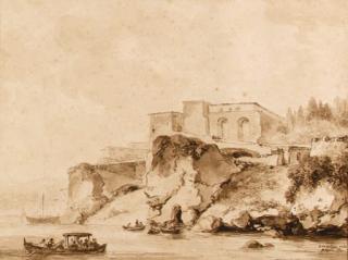 Jean-Honoré Fragonard - A view of Posilipo, near Naples, with pleasure boats in the foreground
