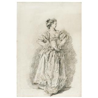 Jean-Honoré Fragonard - A Young Woman Standing With Her Hands On Her Hips