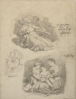 Jean-Honoré Fragonard - Etude D\'Après Les Maîtres: L\'Extase D\'Une Sainte D\'Après Lanfranco, Un Ange Ailé D\'Après Riminaldi Et La Vierge Avec Jésus Et Saint Jean-Baptiste D\'Après Rubens