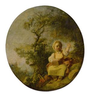 Jean-Honoré Fragonard - Girl With A Birdcage Seated In A Landscape