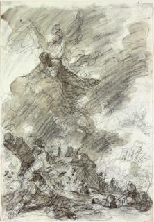 Jean-Honoré Fragonard - Guided by Saint Michael, Silence blinds and deafens the Saracens: A scene from Ariosto\'s Orlando Furioso