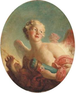 Jean-Honoré Fragonard - L\'Amour: Said To Be A Portrait of Marie-Catherine Romboccoli-Riggieri, Called Colombe, As Cupid