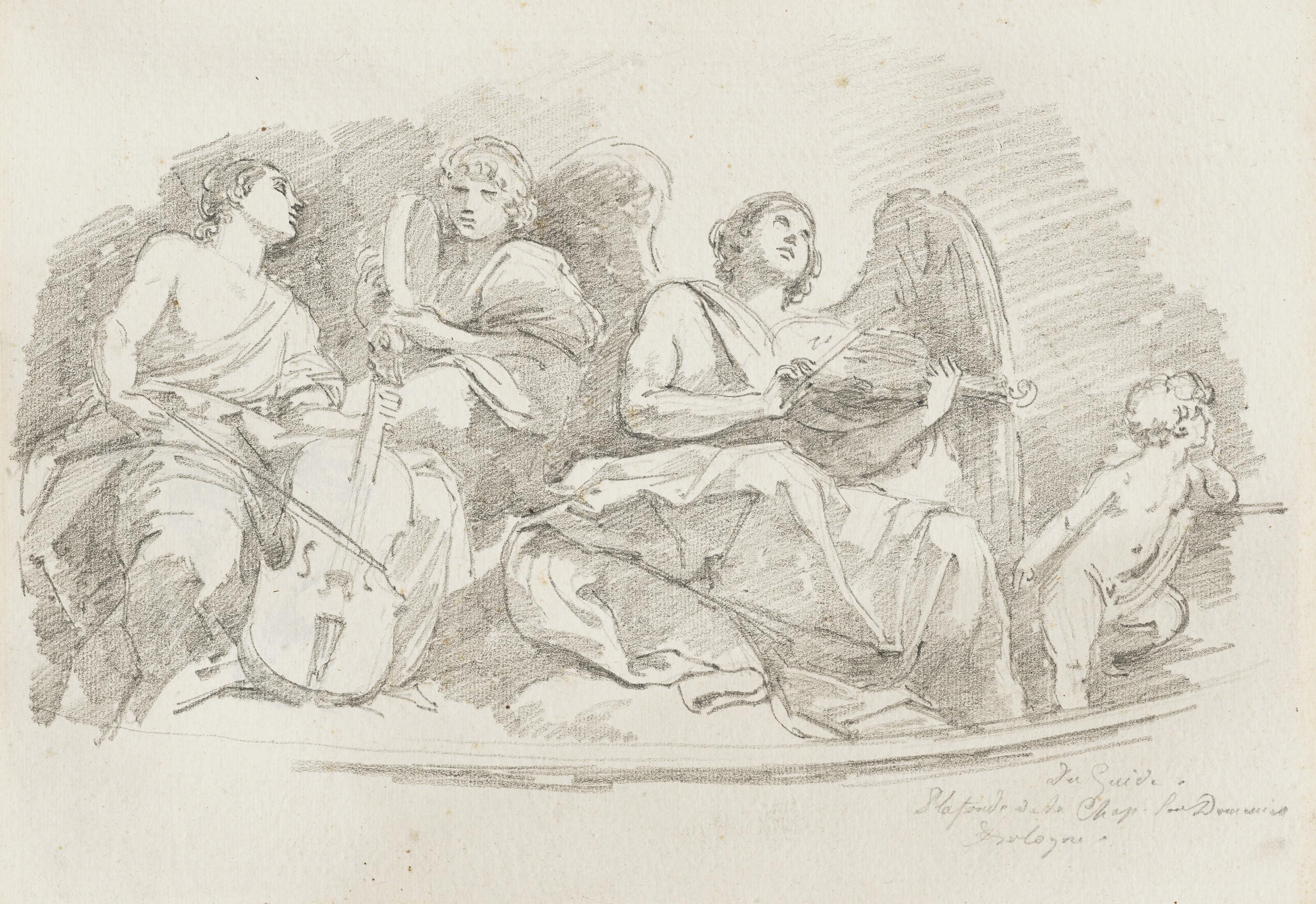 Jean-Honoré Fragonard - Music-making angels, after Guido Reni