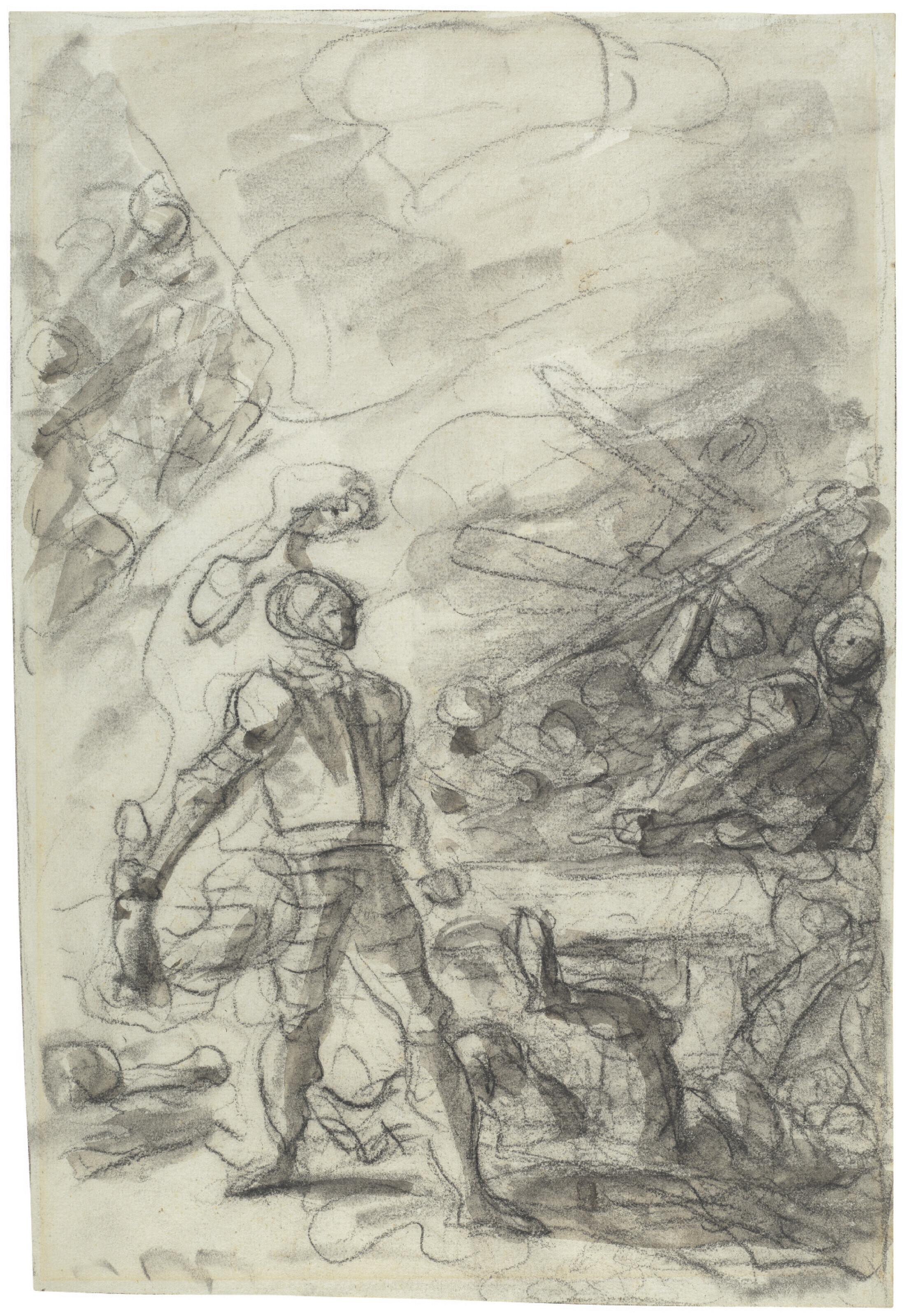 Jean-Honoré Fragonard - Orlando subdues a brigand with a firebrand (Orlando furioso, XIII, 34-36)