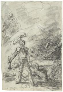 Jean-Honoré Fragonard - Orlando subdues a brigand with a firebrand (Orlando furioso, XIII, 34-36)