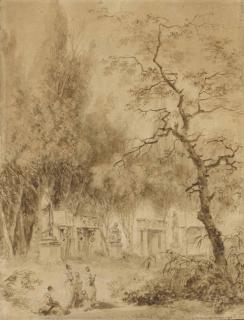 Jean-Honore Fragonard - Personnages dans un paysage à Velletri