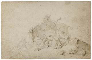 Jean-Honoré Fragonard - Recto: \'La Sangle Brisée\'; Verso: A Sketch For The Young Woman Falling From The Horse  