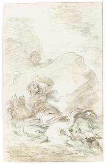Jean-Honoré Fragonard - Scene From Ariosto\'S Orlando Furioso: Angelica Reaches To The Shore