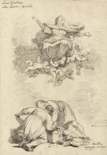 Jean-Honoré Fragonard - The Assumption Of The Virgin, After Luca Giordano, And Two Figures, After Antonio Vassilacchi, L\'Aliense