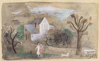 Jean Hugo - Paysage de bord de mer et montagne ;  Scène antique ; and Paysage avec couple et village