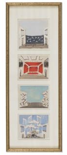 Jean Hugo - Quatre maquettes de décors pour \'\'Les Amours de Jupiter\'\'