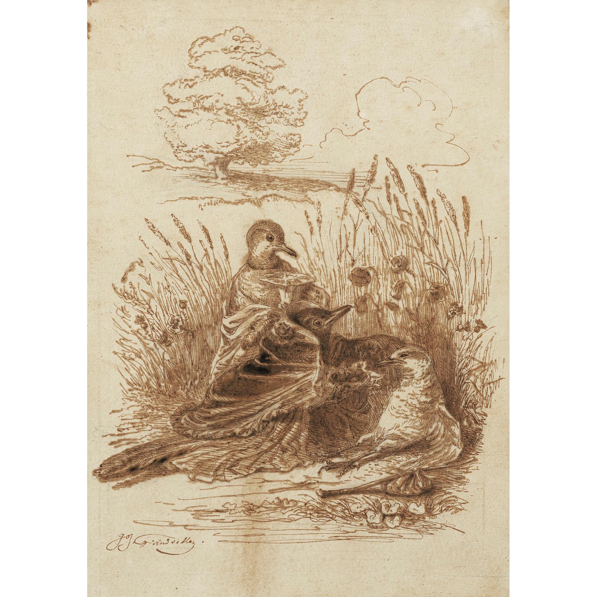 Jean-Ignace-Isidore Gérard dit Grandville - L\'Oiseau Épuisé