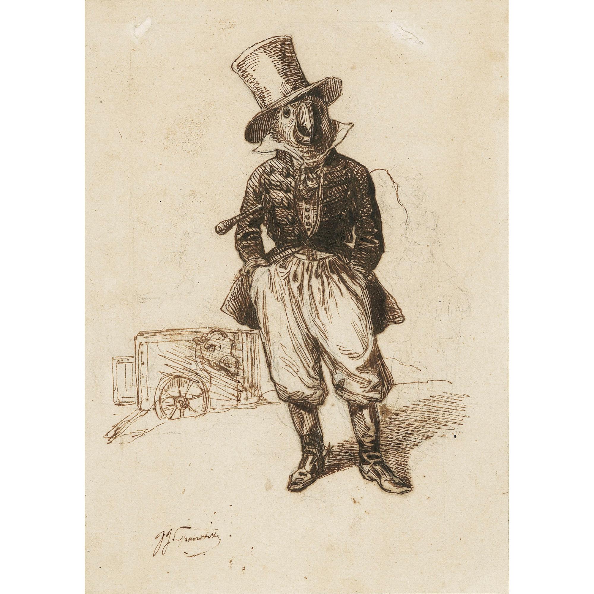 Jean-Ignace-Isidore Gérard dit Grandville - Perroquet Habillé