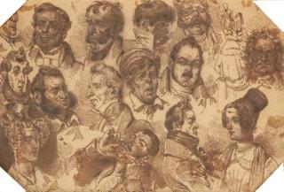 Jean-Ignace-Isidore Gérard - Quinze études de têtes et une étude de femme à mi-corps