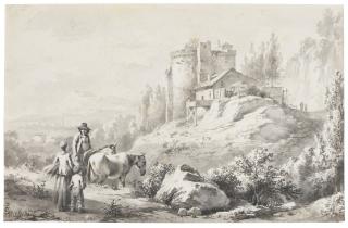 Jean-Jacques De Boissieu - Rugged Landscape With Ruins And Figures In The Foreground
