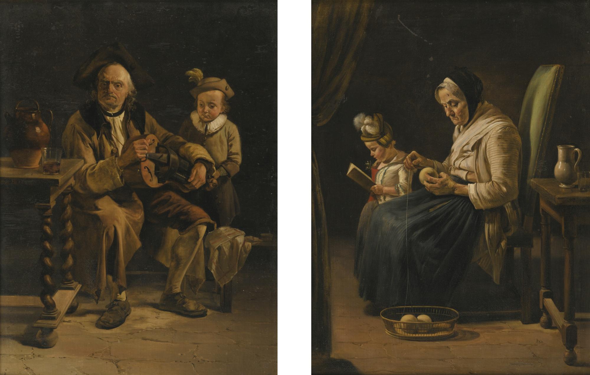 Jean-Jacques de Boissieu - The Hurdy Gurdy Player The Spinner Woman