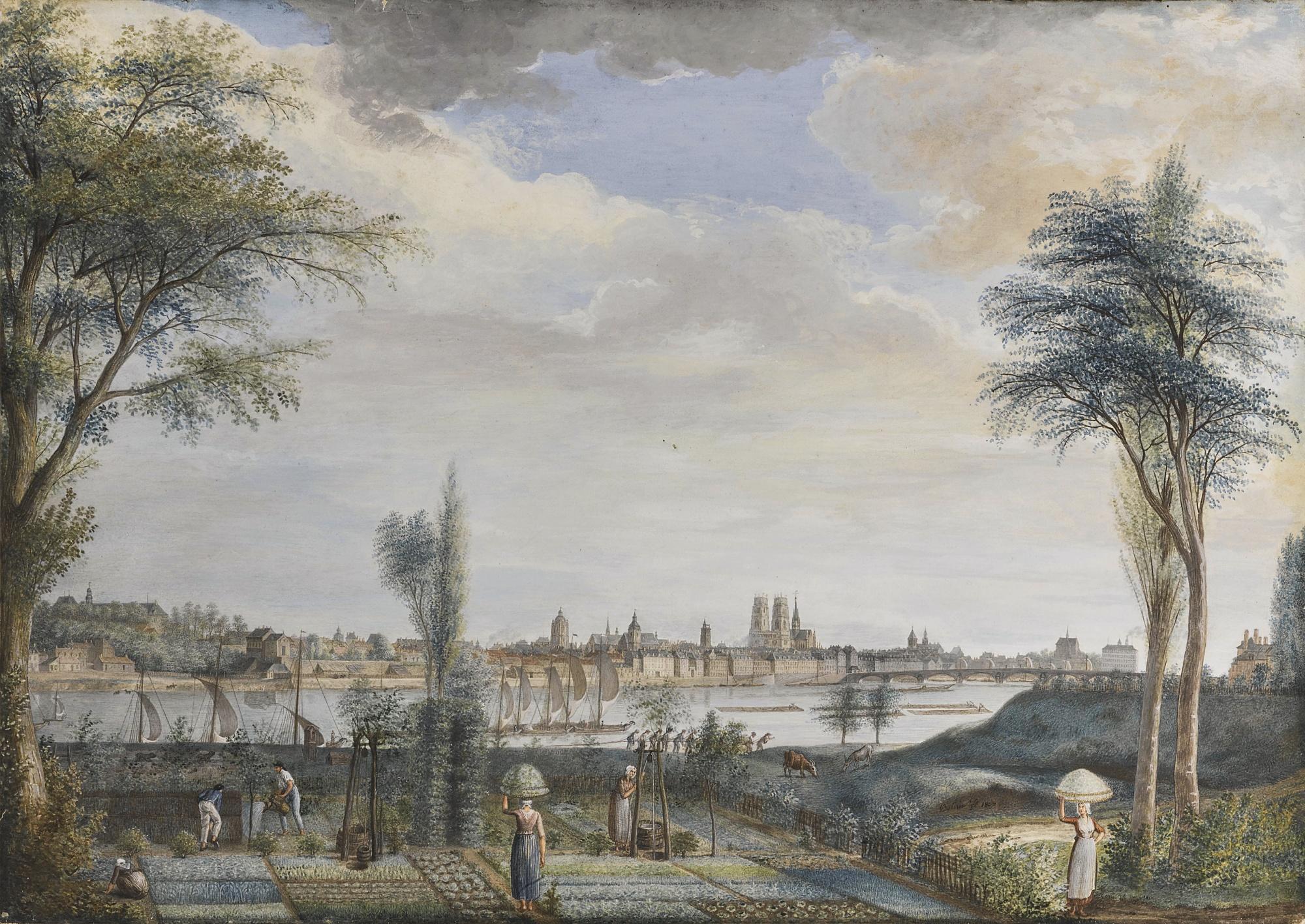 Jean-Jacques De Boissieu - Vue De La Ville D\'Orléans Depuis Un Jardin Sur Les Rives De La Loire