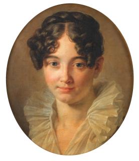 Jean-Jacques-François Le Barbier the Elder - Portrait of a young lady, bust-length, with a white ruff collar