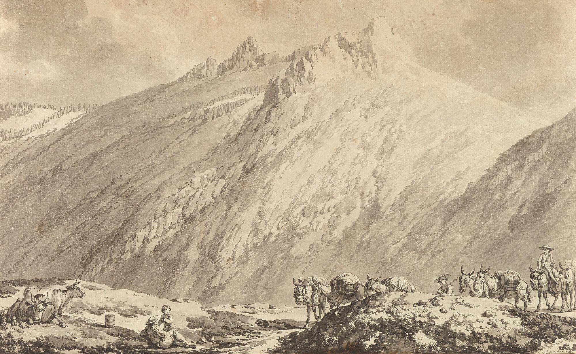 Jean Jacques François Lebarbier - Karawane in den Alpen.