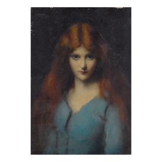 Jean Jacques Henner - Head Of A Young Girl In A Blue Dress