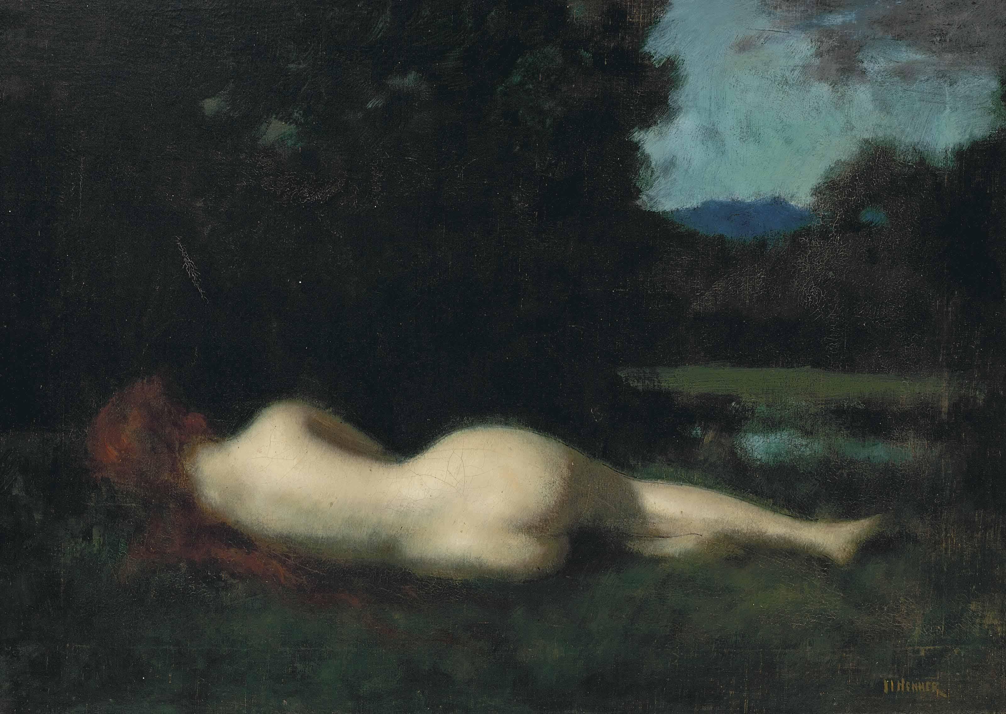 Jean-Jacques Henner - Nymphe couchée. Grand réplique.