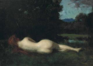 Jean-Jacques Henner - Nymphe couchée. Grand réplique.