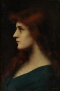 Jean Jacques Henner - Porträtt av rödhårig kvinna