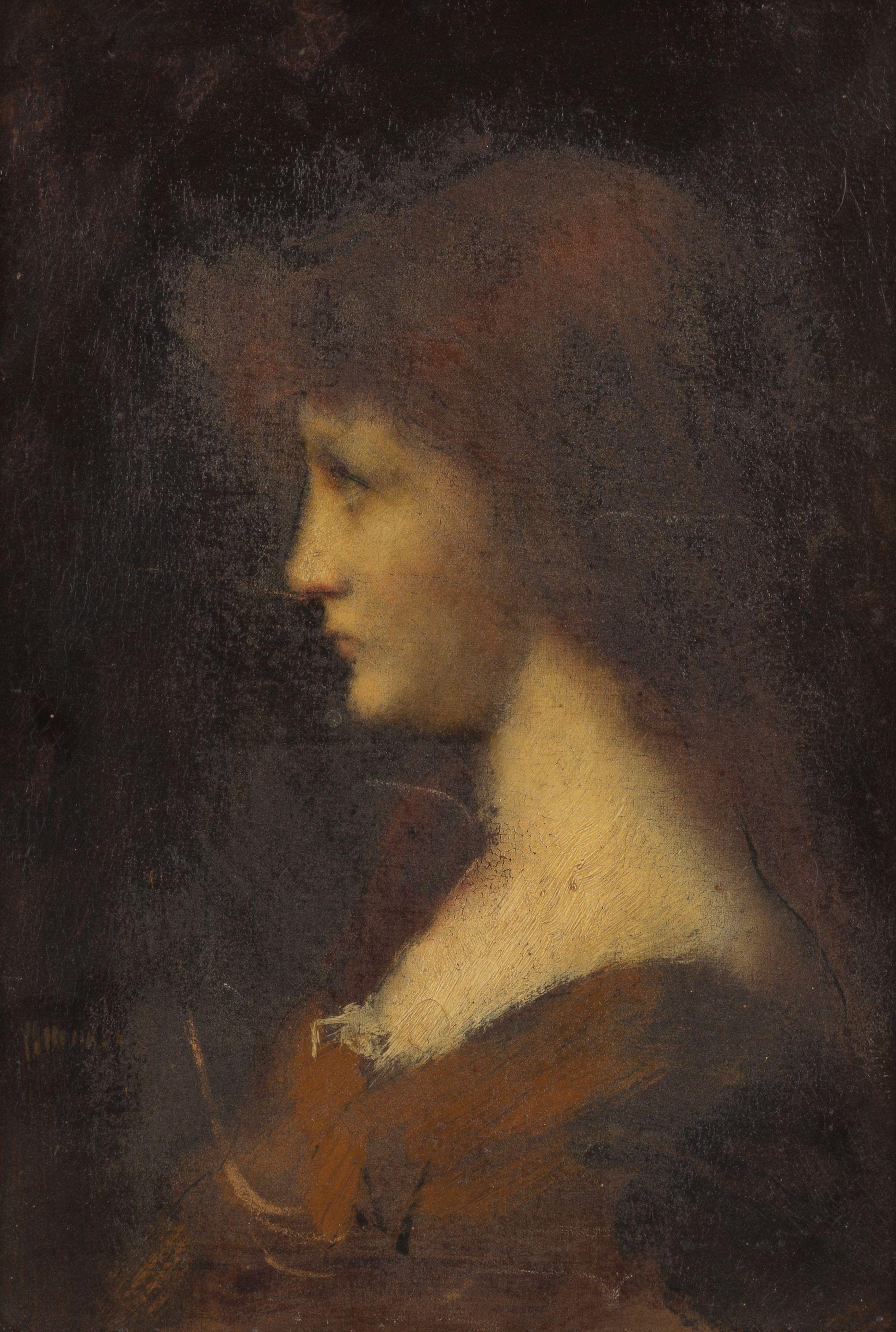 Jean Jacques Henner - Portrait d\'une jeune femme