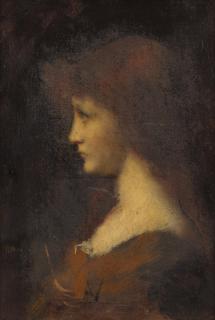 Jean Jacques Henner - Portrait d\'une jeune femme