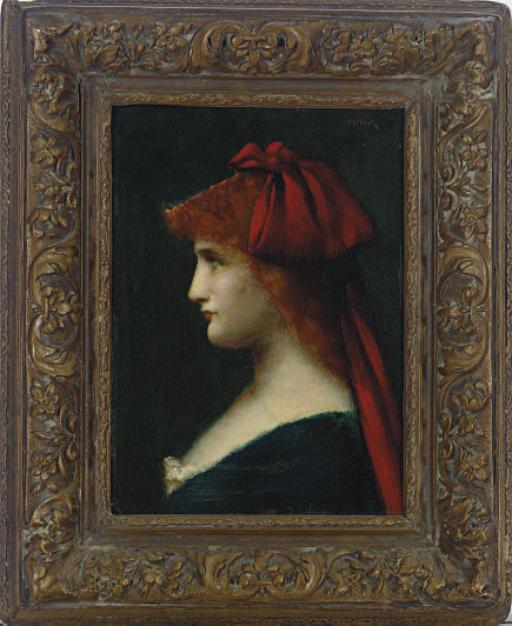 Jean Jacques Henner - Portrait of a woman in profile