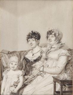 Jean-Jacques Karpff - A Group Portrait Of The Countess Of Montmarie, With Her Mother And Daughter, Circa 1805