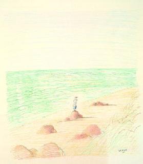 Jean-Jacques Sempé - Mann das Meer grüßend